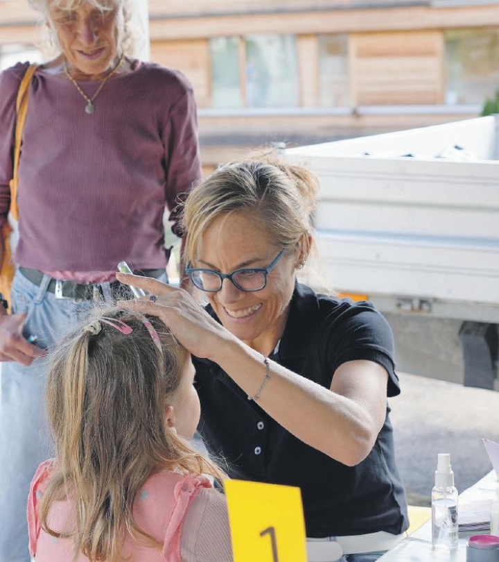 Nicole Zumstein aus Gstaad zaubert den Kindern bunte Malereien ins Gesicht.